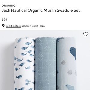Pottery Barn Organic Muslin Swaddle Set, Nautical, New in Box